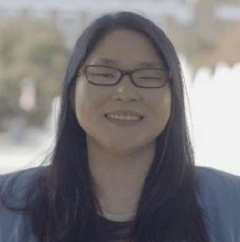 a woman with long hair